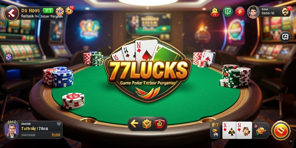 Screenshot gameplay 77LUCKS yang menampilkan aksi poker yang mendebarkan.