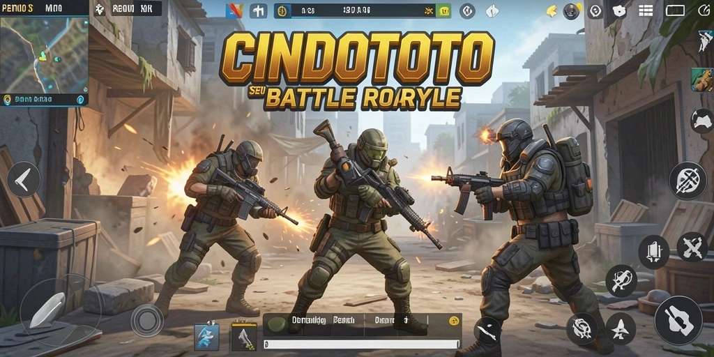 Tampilan gameplay CINDOTOTO yang mendebarkan di arena Battle Royale.