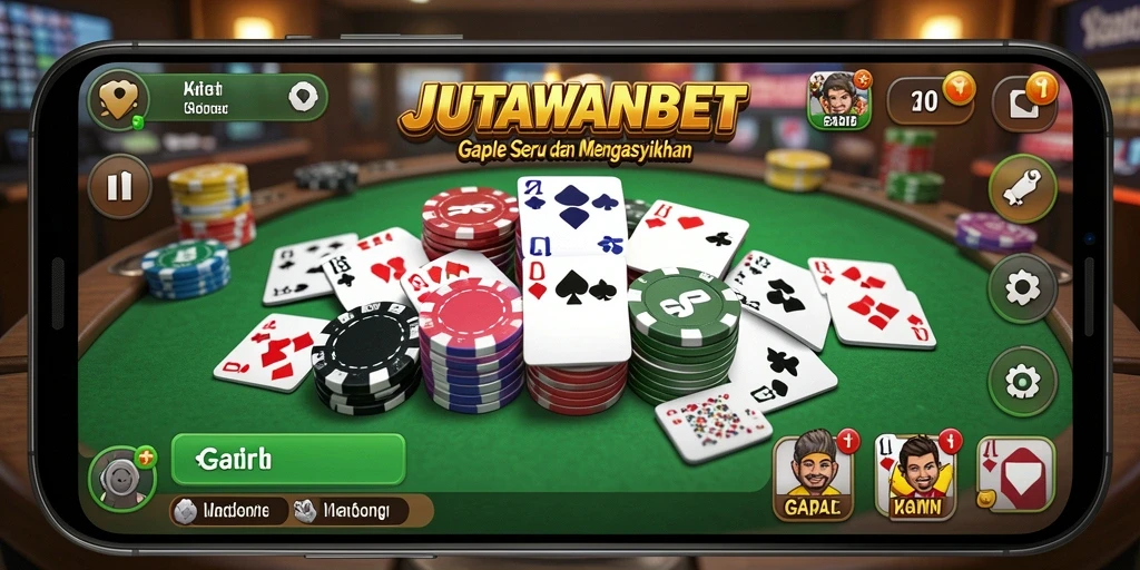 Screenshot gameplay JUTAWANBET menunjukkan keseruan bermain Gaple.