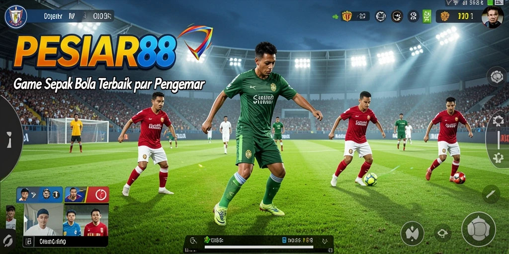 Screenshot utama PESIAR88 menampilkan aksi menarik dalam pertandingan sepak bola.
