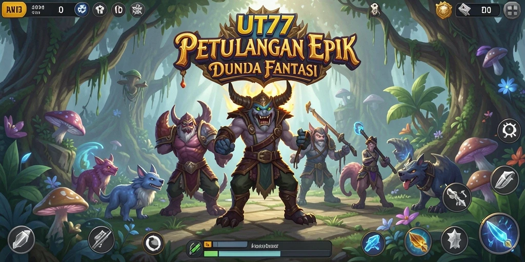 Tampilan menarik dari gameplay UT77 saat karakter bertarung melawan monster.